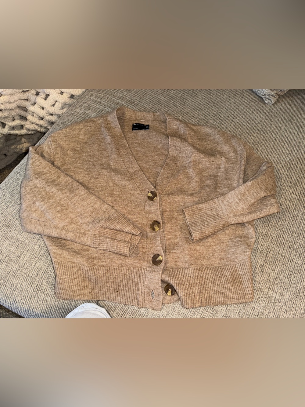ASOS Camel Button-Front Knit Cardigan
